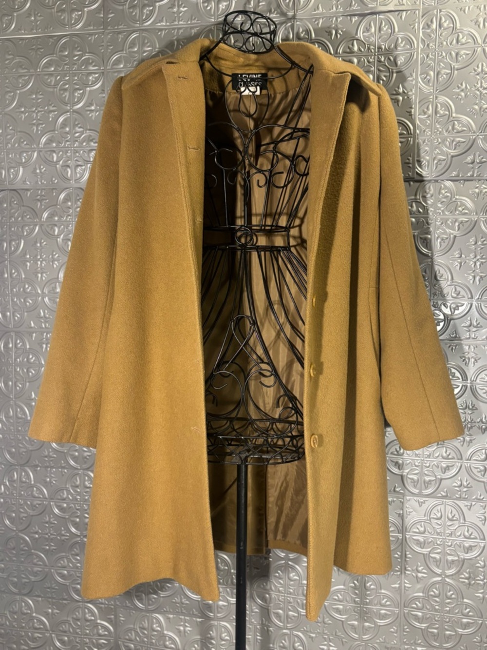 Levine Classics Vintage 100% Wool Long Coat jacket Designer Luxury 80s warm - Picture 7 of 7